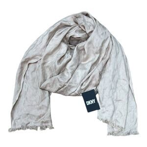 DKNY Beige Signature Viscose Pashmina Scarf